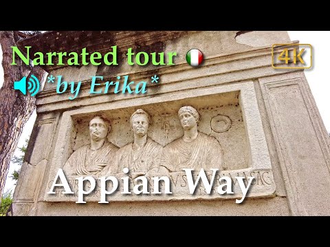 The Appian Way / Via Appia, Rome Italy【Narrated Walking Tour】Floating Captions - 4K