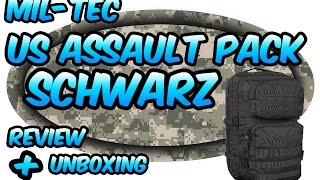 Mil-Tec US Assault Pack Schwarz Unboxing + Review [German] [HD]
