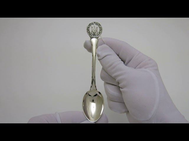 Серебряная ложка чайная с гербом Украины 117лт Видеообзор