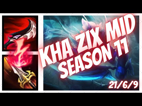 {[Mid lane]}How to Hyper Carry With Kha Zix Midlane in Season 11 + Itemization + Invade