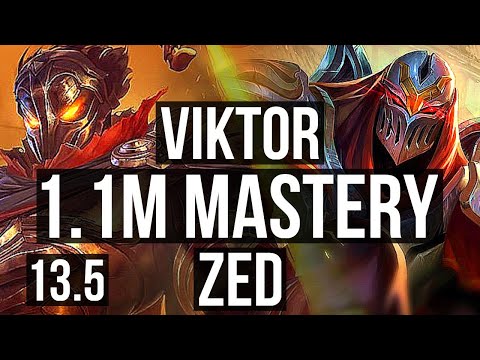 VIKTOR vs ZED (MID) | 1000+ games, 2/1/7, 1.1M mastery | KR Master | 13.5