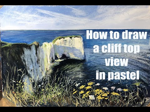 How to draw a cliff top view in soft pastel time lapse