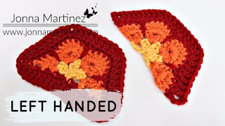LEFT HANDED | How To Crochet A Half African Flower Motif | Two Ways | Hexagon Blanket filler pieces
