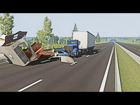 Realistic truck crashes on the highway and more (BeamNG Drive)