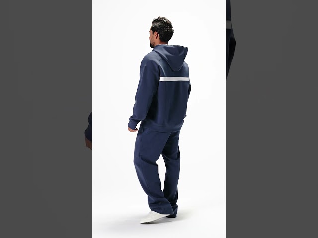 هودي بجيب أمامي أوفرسايز للجنسين - أزرق داكن