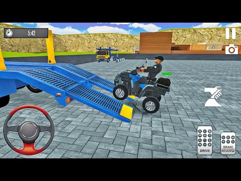 Transporting ATV Bike in Long Trailer Truck - Police Plane Transporter - Android Gameplay