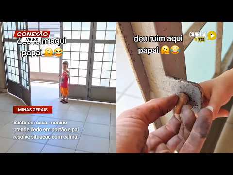 Vídeo: Susto em casa: menino prende dedo em portão e pai resolve situação com calma.