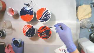 Resin Pour on Round Wooden Coasters.