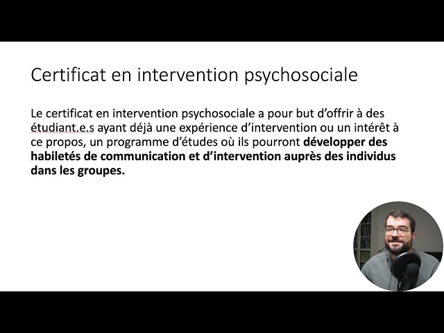 Certificat en intervention psychosociale