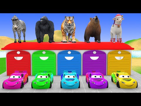Long Slide Game with Cow Elephant Gorilla Hippopotamus Tiger 3d Animal Game Funny 3d Animals