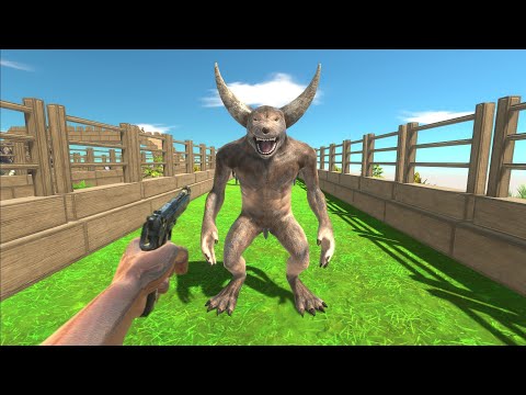 FPS Avatar with all weapons in battle with horned units - Animal Revolt Battle Simulator