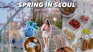 Spring days in Seoul 🌸 last cherry blossoms, picnic, Lotte World, studio Ghibli cafe (ft. iUNIK)