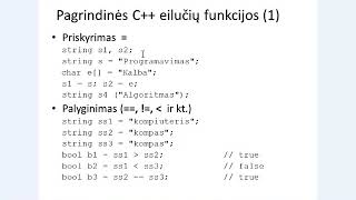 C++ eilučių duomenų tipas string 1 dalis