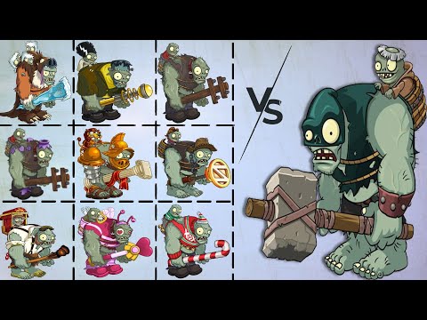 Plants Vs Zombie 2 Dark Ages Gargantuar Vs  All Zombie Gargantuar