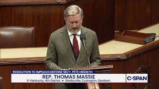 Rep. Massie introduces impeachment articles against Defense Secretary Hegseth over Iran military action