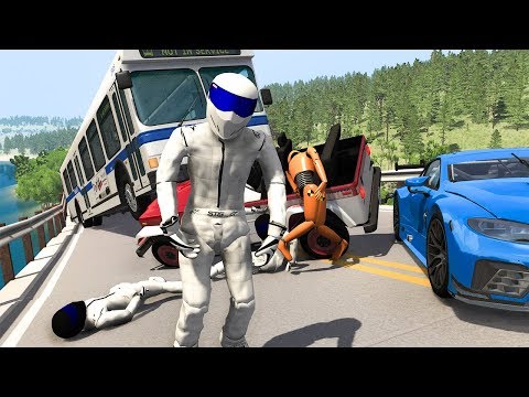 Collapsing Bridge Pileup Car Crashes #9 - BeamNG DRIVE | SmashChan