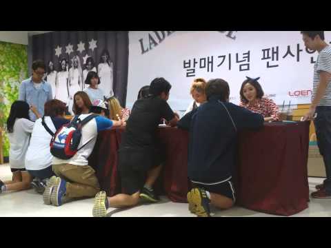 140814 Ladies Code Fansign Fancam 4 EunB Zuny Sojung loud talking