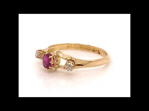 Antique Ruby and Diamond Trilogy Ring