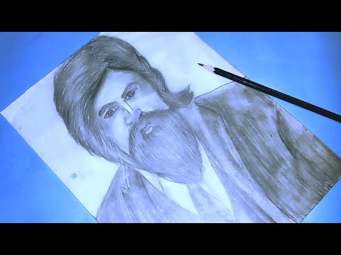 KGF - CH II Rocky Outline  | Yash Complete Sketch | #kgf_ch_2 #portrait | AS INDIAN CRAETOR