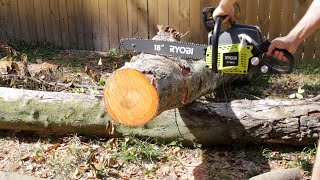 Unboxing + Test  Ryobi 18 inch Chainsaw. Is it Good