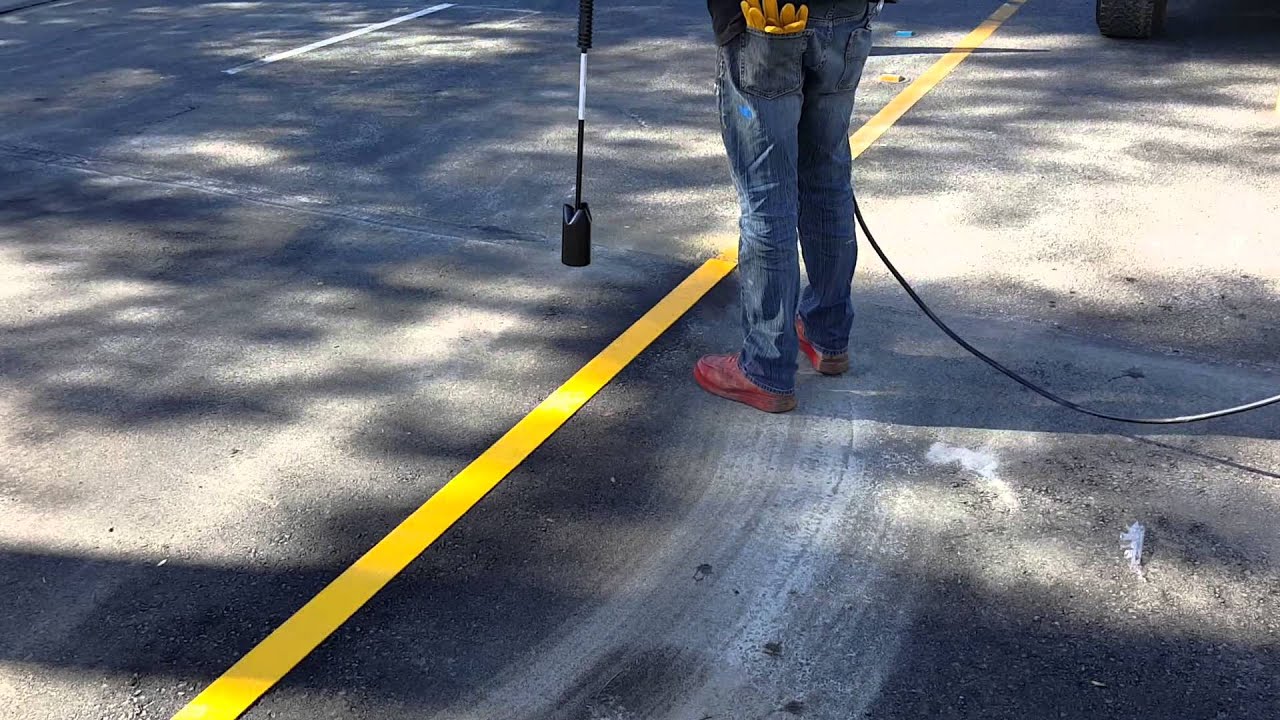 Thermoplastic road striping.