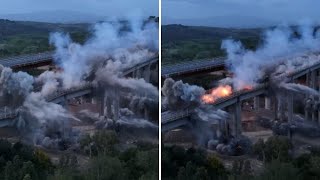 Il video della spettacolare demolizione del viadotto La Coscia sulla Grosseto-Siena