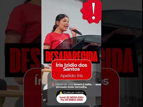 gente ela é daqui de Limoeiro de Anadia Alagoas e ela foi desaparecida ontem lá na  areia vermelha⚠️