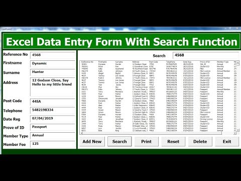 How to Create Excel VBA Data Entry Form With Search Function using Userform - Part 1 of 2