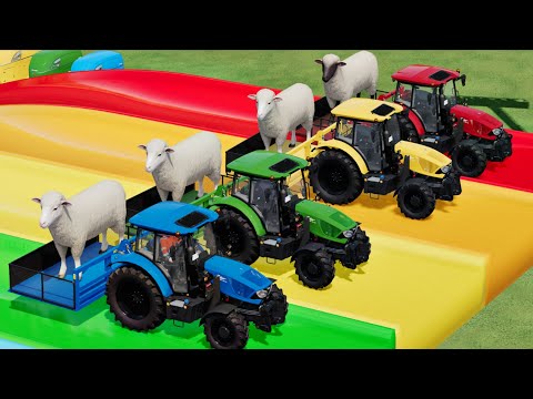COLOURS OF TRACTOR SHEEP TRANSPORTING WITH TRUCKS IN FS22!!
