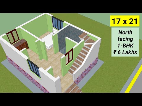17 x 21 North facing house plan 3d | வடக்கு பார்த்த வீடு 17×21 | Small home plan 5.2 x 6.4 meter