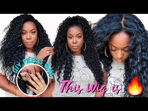 $50! Outre Ariella 13x6 Perfect Hairline Synthetic Wig Review + Nail Reserve DIY Press Ons