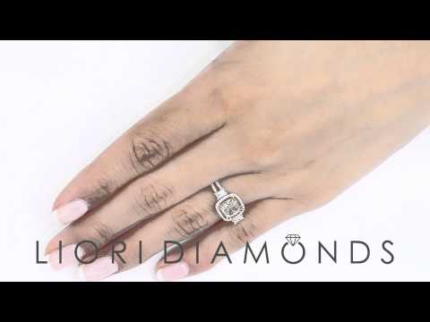 FD-041 - 1.84 Carat Fancy Yellow Radiant Cut Diamond Engagement Ring 14k Gold Pave Halo