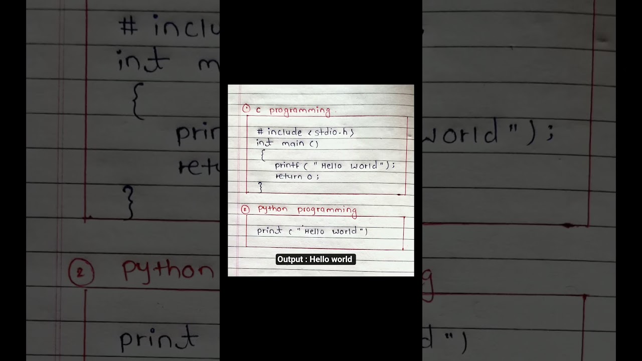 c vs python 💯✨ print hello world in c programming and python programming 💥💫 #c #python #shorts #yt