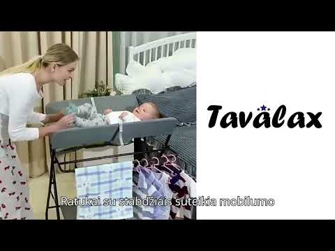 Vystymo stalas Tavalax, sulankstomas, reguliuojamo aukščio, su lentynomis ir ratukais, Mint Žalias video