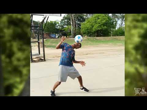 Creative football freestyle tricks.