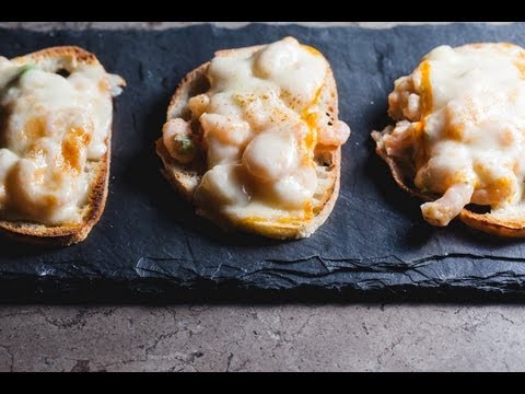 Blue Cheese Shrimp Toasts