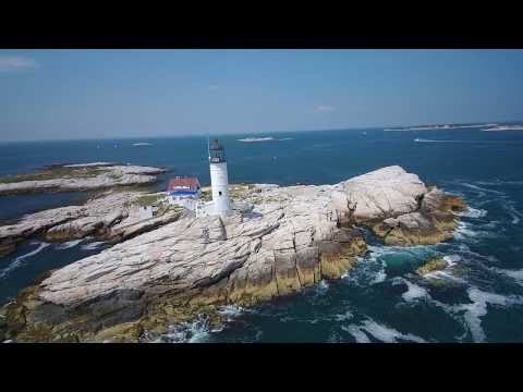 Drone Flight: Isles of Shoals Light, White Island, Isles of Shoals, Rye, New Hampshire