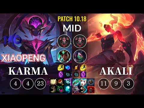 DMO Xiaopeng Karma vs Akali Mid - KR Patch 10.18