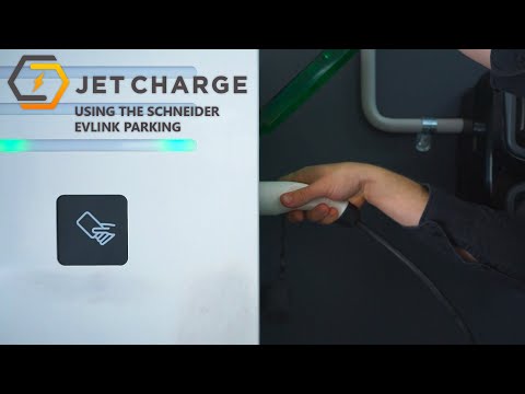 Part of a video titled Using the Schneider EVLink Parking | JET Charge - YouTube