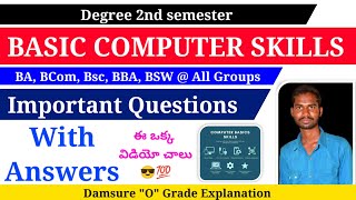 Basic Computer Skills Answers Explanation 💯 pass degree 2nd sem Basic Computer Skills
