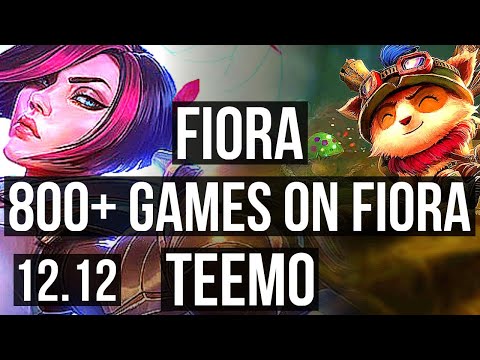 FIORA vs TEEMO (TOP) | 6 solo kills, 800+ games, 1.1M mastery, 7/2/3 | NA Diamond | 12.12