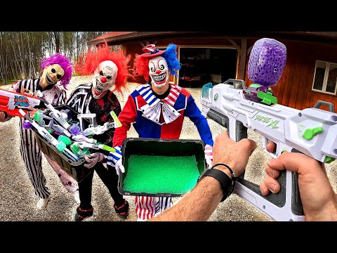 KILLER CLOWNS TRICK US AND STEAL THE GEL BLASTER ARSENAL!