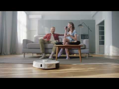 Dulkių siurblys - robotas Aeno RC4S su auotomatine dulkių išsiurbimo stotele, Baltos spalvos video