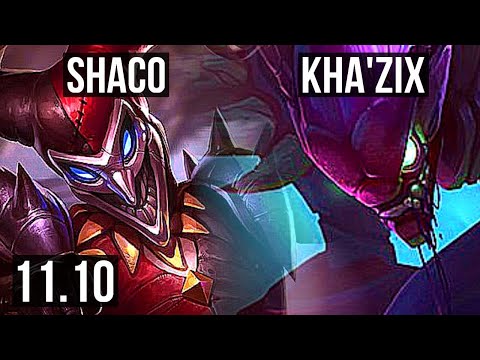 SHACO vs KHA'ZIX (JUNGLE) | 23/2/12, Legendary, 1400+ games, 1.0M mastery | KR Master | v11.10