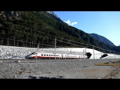 Der längste Eisenbahntunnel der Welt-Gotthard Basistunnel - Züge auf der Gotthardbahn-Winter 2017