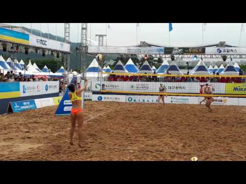 01 경기 전 몸 푸는 선수들-독일 VS 뉴질랜드[2017 FIVB대구비치발리볼 월드투어 실크로드 시리즈]-수성못 상화동산(2017 07 15)