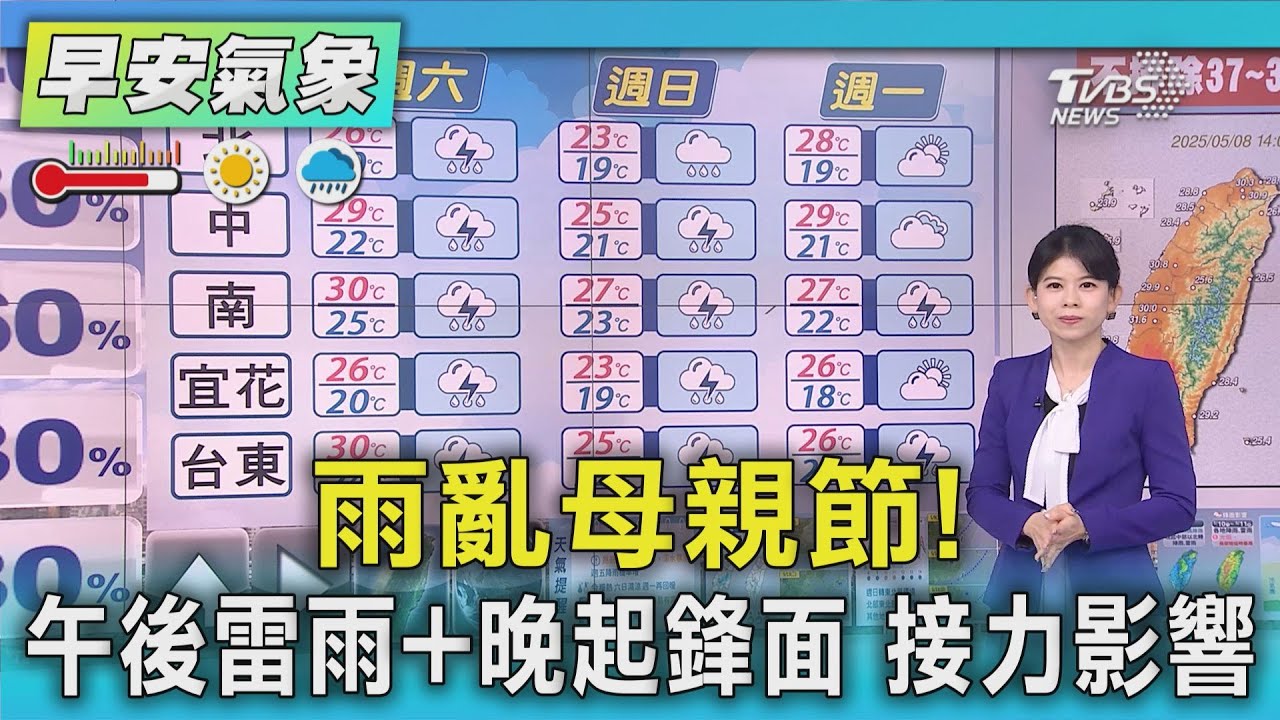 天氣/雨亂母親節! 午後雷雨+晚起鋒面 接力影響