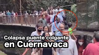 Colapsa puente colgante en Cuernavaca