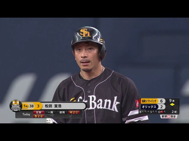 【9回表】ホークス・松田宣 今日3本目のヒットはダメ押しのタイムリー!! 2018/8/19 Bs-H