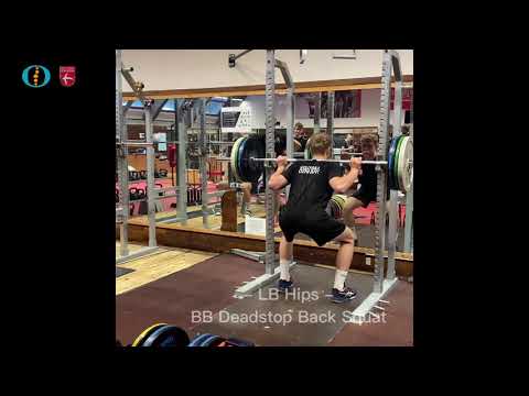BB deadstop back squat